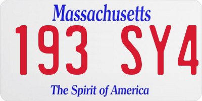 MA license plate 193SY4