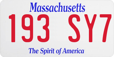 MA license plate 193SY7