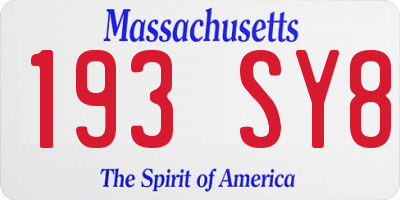MA license plate 193SY8