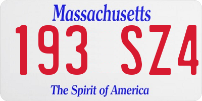 MA license plate 193SZ4