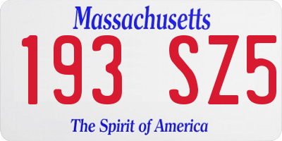 MA license plate 193SZ5