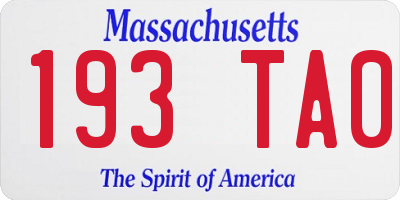 MA license plate 193TA0