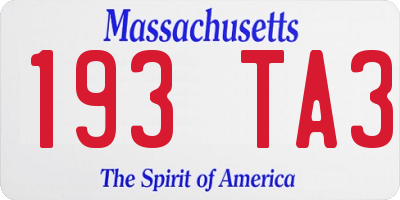 MA license plate 193TA3