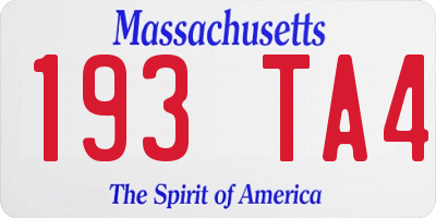 MA license plate 193TA4