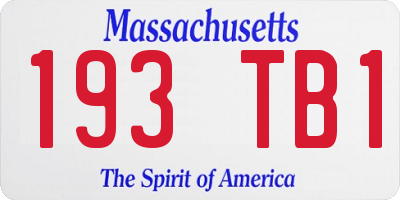 MA license plate 193TB1