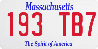 MA license plate 193TB7