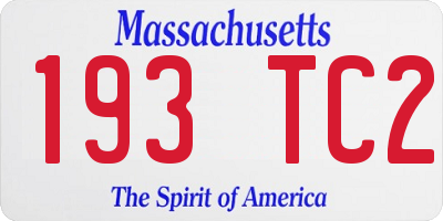 MA license plate 193TC2