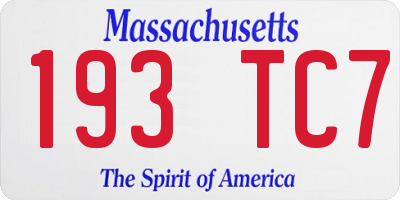 MA license plate 193TC7