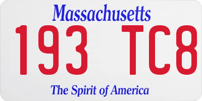 MA license plate 193TC8