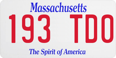 MA license plate 193TD0