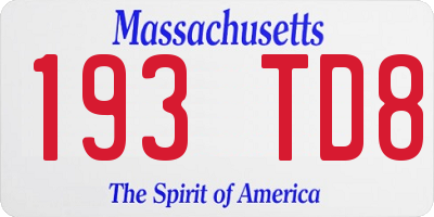 MA license plate 193TD8