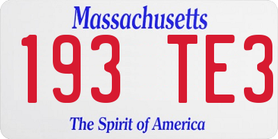 MA license plate 193TE3