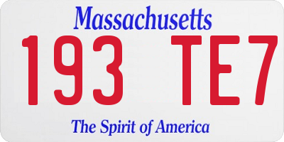 MA license plate 193TE7