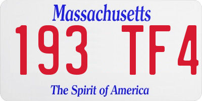 MA license plate 193TF4