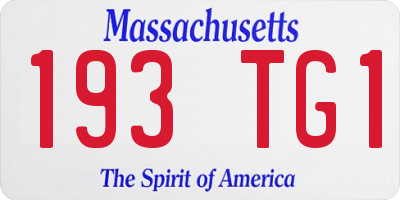 MA license plate 193TG1