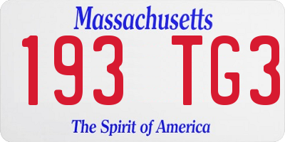 MA license plate 193TG3