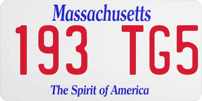 MA license plate 193TG5
