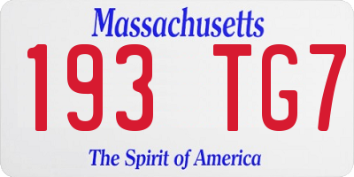 MA license plate 193TG7