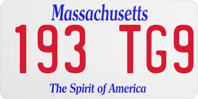 MA license plate 193TG9
