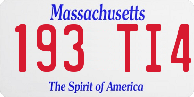 MA license plate 193TI4