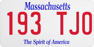 MA license plate 193TJ0
