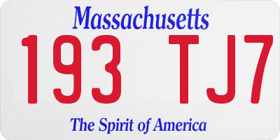 MA license plate 193TJ7