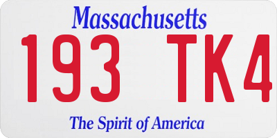 MA license plate 193TK4