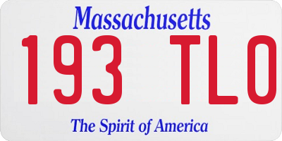 MA license plate 193TL0
