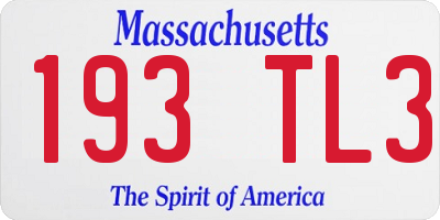 MA license plate 193TL3