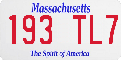 MA license plate 193TL7