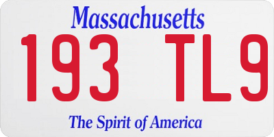 MA license plate 193TL9