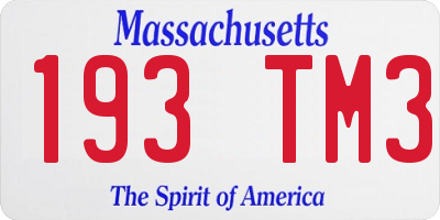 MA license plate 193TM3
