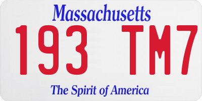 MA license plate 193TM7