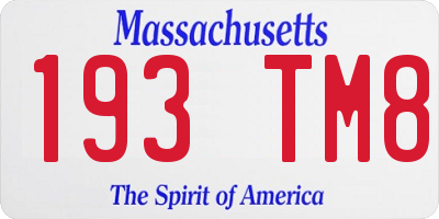 MA license plate 193TM8