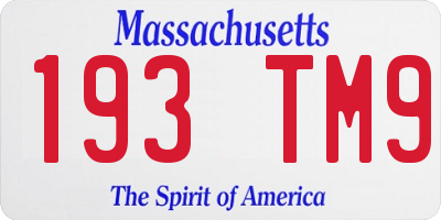MA license plate 193TM9