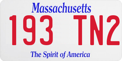 MA license plate 193TN2