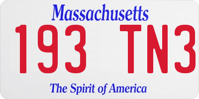 MA license plate 193TN3