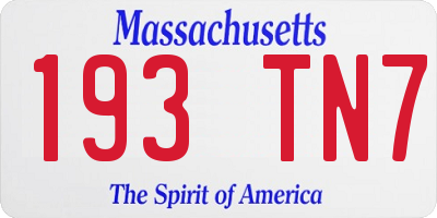 MA license plate 193TN7