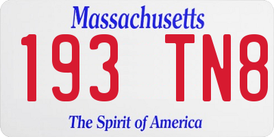 MA license plate 193TN8