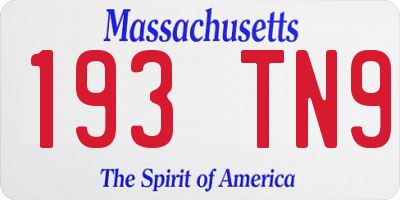 MA license plate 193TN9