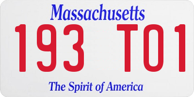 MA license plate 193TO1