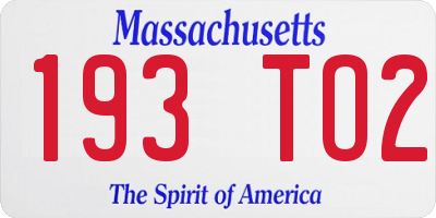 MA license plate 193TO2