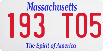MA license plate 193TO5