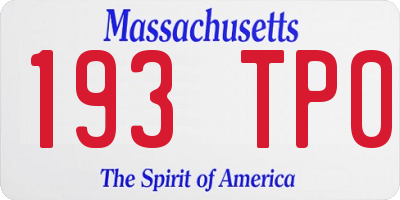 MA license plate 193TP0