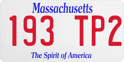 MA license plate 193TP2