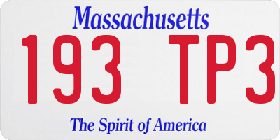 MA license plate 193TP3