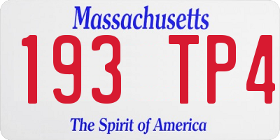 MA license plate 193TP4