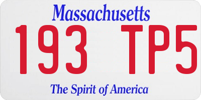 MA license plate 193TP5