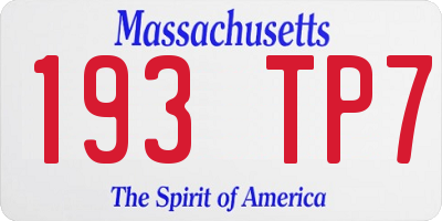 MA license plate 193TP7