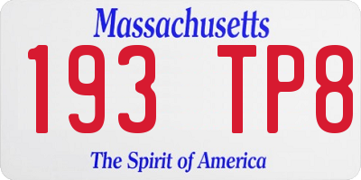 MA license plate 193TP8